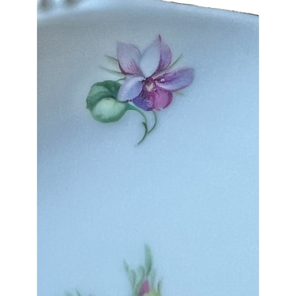 Reinhold Schlegelmilch Porcelain Plate Floral Bird Cut-Out Handles 8.5" x 6 1/8” - Picture 6 of 12